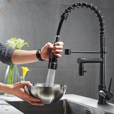 China China Thermostatic Factory Contemporary Faucets Deck Mounted Brushed Black Nickel Copper Silver Gold Spring Kitchen Faucet for sale