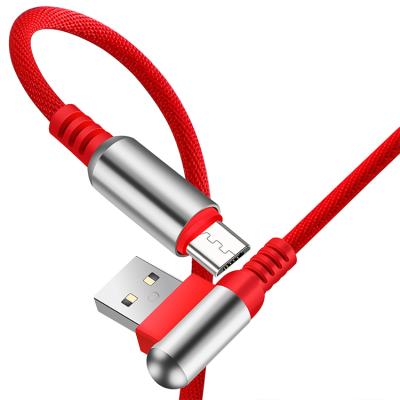 China Universal Mobile Charging Double Shielded Right Angle Micro USB2.0 5pin Male To USB2.0 A Male Cable for sale