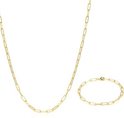 China Lead& Nickelez 2021 New Design 14K Gold Free Chunky Chain Statement Necklace Chain Bracelet Set For Women for sale