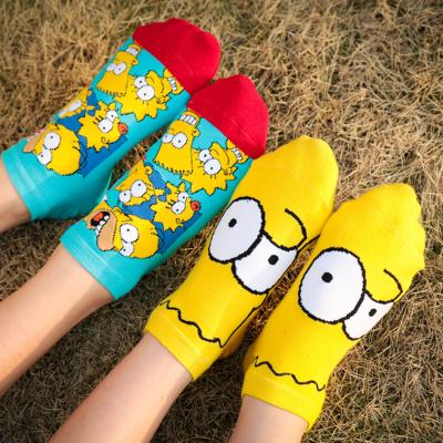 China New spring and summer Simpson antibacterial cotton wholesale women thongs cute animal invisible boat socks cartoon short socks for sale