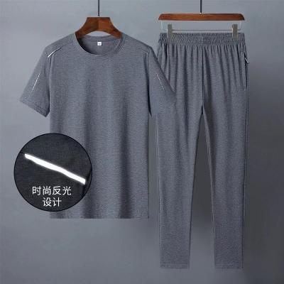 China QUICK DRY plus models fifties size M-8XL cotton T-shirt pants summer short-sleeved men's casual suit new and older slim for sale