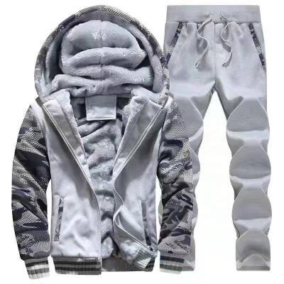 China New winter thermal men's cashmere sweater suit camouflage padded warm sportswear plus size for sale