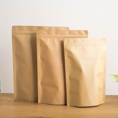 China Eco-Friendly Recyclable Brown Kraft Stand Up Ziplock Bag Heat Sealable Snack Nuts Packing Bag Mylar Zipper Paper Packaging for sale