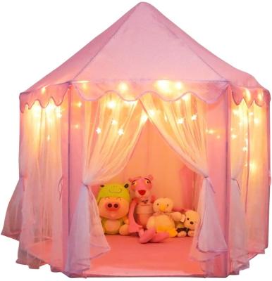 China Easy Collapsible Princess Castle Playhouse Tent for Girls with LED Star Lights Indoor and Outdoor Large Kids Play Tent for sale