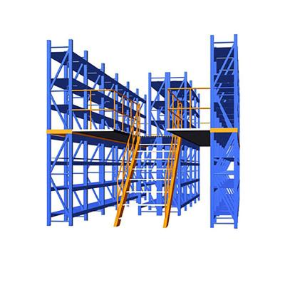 China Durable Q235 Shelving System Steel Structure Mezzanine Staircase Steel Warehouse Storage for sale