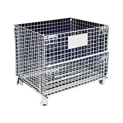 China Collapsible Collapsible Galvanized Steel Wire Mesh Container Transport Metal Wire Mesh Pallet Cage for sale