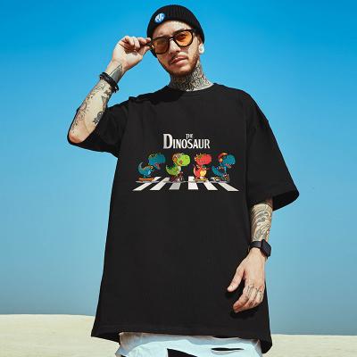 China Wholesale Viable Heavy Organic Loose Street Casual Cotton Dinosaur Short Sleeve Men's Unisex T-shirt for sale