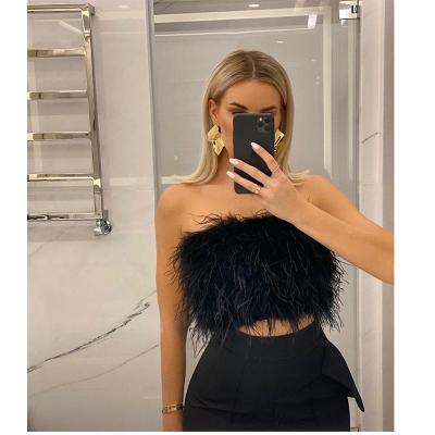 China QUICK DRY Women Slinging Lady Shirt Wrap Long Tube Underwear Long Hair Turkey Feather Upper Bra Ostrich Natural Long Tube Feather for sale