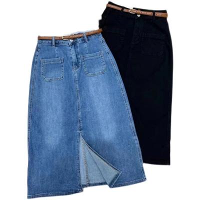 China Anti-Static Women's Maxi Pencil Jean Skirt High Waisted A Line Denim Skirts Long For Ladies Blue Jean Skirt for sale