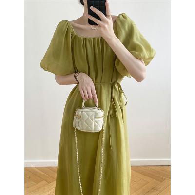 China Wholesale anti-static women's vintage palace style square collar bubble sleeve French girls dress long noble elegant princess dress for sale