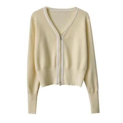 China High-End Custom Stylish Long Sleeve Top Round Neck Sweater Anti-wrinkle All-match Solid Knitted Cardigan for sale