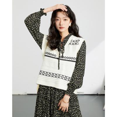 China All-match Korean Sleeveless Top Sweater Sweater Female Elegant Simple Knitted V-Neckline V-Neck Sweater Vest Korean Sleeveless Top for sale