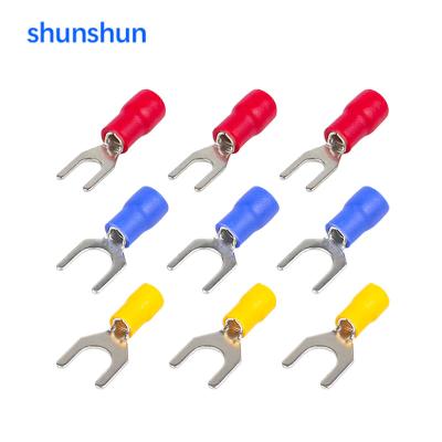 China SV Series Wire Fork Connector Spade Copper Insulated Brass Terminal With PVC Insulation, CE Certificated SV for sale