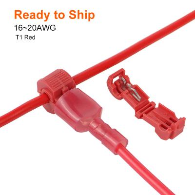 China Red crimp T1 splice wire connector quick connector terminal breakproof wire t-type connection 878 for sale