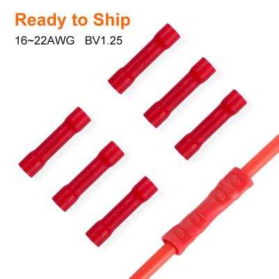 China High Quality Red Insulated BV 1.25 BV1.25 Splice Connector 16~22AWG Pressure Terminal Connector BV 1.25 for sale