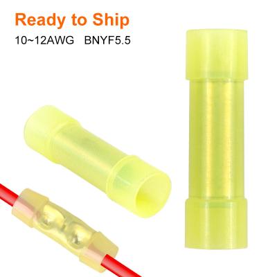 China BNYF5.5 A.W.G. Yellow Quick Release Nylon Crimp Connector 10~12 Butt Terminal Connector insulated butt electrical terminals BNYF 5.5 BNYF5.5 for sale