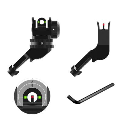 China Lightweight Bugleman 45 Degree Offset Fiber Optics Iron Sight Front & Rear Red & Green Fiber Sights For Picatinny Rail Weaver Rail for sale