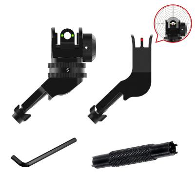 China Polymer+Aluminum Nylon Alloy Bugleman 45 Degree Offset Fiber Optics Iron Sight Fiber Sights For Picatinny Rail Weaver Rail W/ Dual Front Sight Adjustment Tool for sale