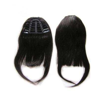 China Straight 100% machine made hair with straight frontal clip in bangs for sale