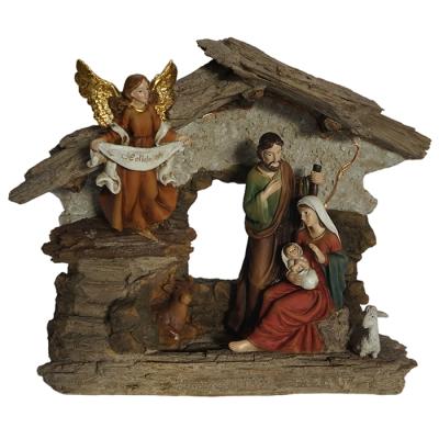 China Handwork crafts hot sale resin nativity figurines light up nativity scene for sale