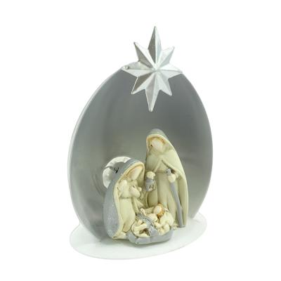 China Grace Arts New Design Resin Religious Top Open Christmas Crib Nativity Set for sale