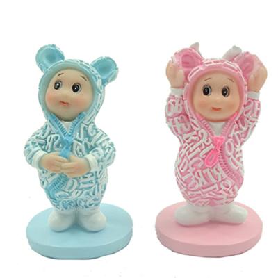 China Tops Grace Polyresin Boy And Gilr Of Europe Pink And Blue Figurine Baby Shower Baptism Souvenirs for sale