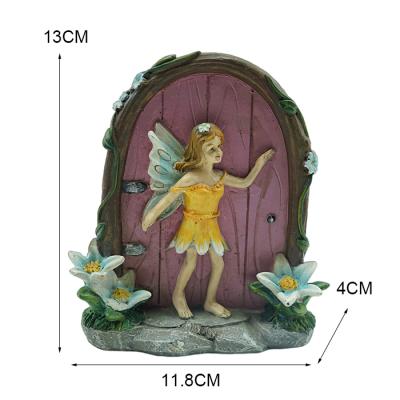 China Resin Mini Garden Decoration Resin Fairy Door Polyresin Floral Fairy House Garden Decor for sale