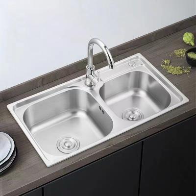 China Multifunctional Stainless Steel Buffet Sink 304 Stainless Steel Double Sink for sale