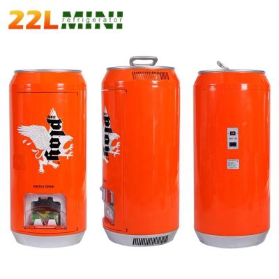 China Best Selling DC AC Fridge Refrigerator Cooler And Heater 22L Customized Cylinder Cans No Noise Small Fridge Mini Fridge For Bedroom for sale