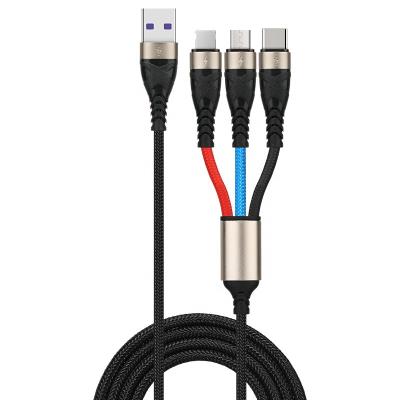 China Amazon Data Charge and Transfer Sell USB 2.4a to Type-C Micro 3 in 1 Data Fast Charging Cables for iPhone Samsung Galaxy Oppo Android for sale