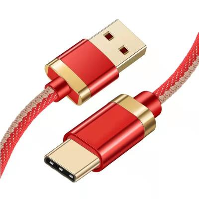 China Factory Custom 3A 5v 1m Charge and Transfer Data Denim Weaving USB to Type-C Data Transfer Charging Cables for Oppo Android for sale