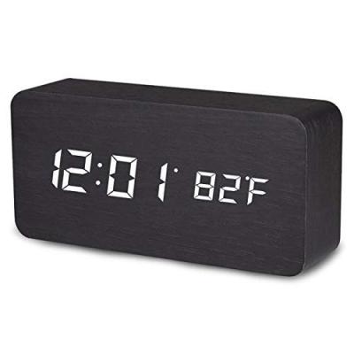 China LUMINOVA Promotional Home Decorative Desk Table Digital Alarm Led Wooden Clock for sale