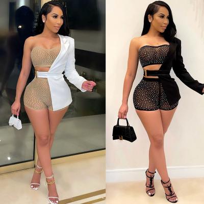 China Summer QUICK DRY Solid Shoulder Body Women Short Dress Suit Set One Piece For Woman 3 Piece Set For Women for sale