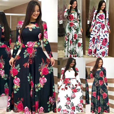 China Women Summer Dress Print Breathable Oversized Casual Long Dress Plus Size Long Sleeve Maxi Dress 2021 Streetwear Long Dress for sale