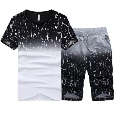 China 2021 Breathable New 2 Piece Mens Tracksuit Sets Printing Summer Fitness Set Sportswear Clothing Men Shorts+T-shirt Male Casual Suit 4XL for sale