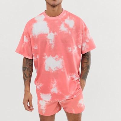 China Casual Men's T-shirt Short Sets Short Sleeve Tie-Dye Print Leisure Male T-Shirts 2 Piece Outfit Set Casual Summer Tops Tees Clothing for sale