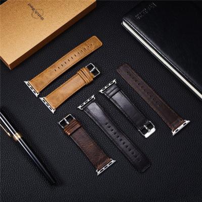 China Purely Handmade Luxury Leather Watch Band Strap for Apple Watch 38mm/42mm, for iWatch with Adapter for sale