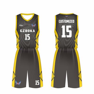 China Youth Antibacterial High Quality Digital Printing Fabric Custom Reversible Mesh Basketball Uniforms for sale