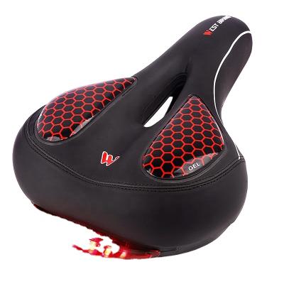 China MEN WESTERN MTB Bike Cycling Saddle Seat With Cycling Taillight Thicken Wide Comfortable Bike Bicycle Saddles GEL Hollow Bicycle Saddle for sale