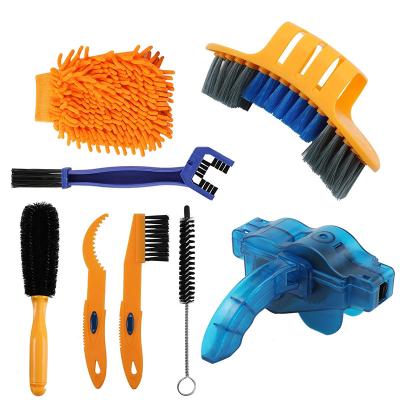 China Precision 8 PCS Bike Chain Remover Machine Clean Brushes Cycling Cleaning Kit Bicycle Brush Maintenance Tool for Mountain Road BMX City for sale