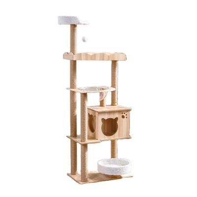 China Viable Wholesale Manufacturer Customized Big Pet Cat Sisal Scratching Tree House Eco-friendly Cat Tree for sale