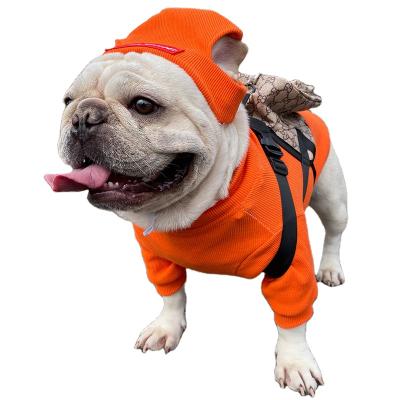 China Popular Street Dog Apparel Logo Pet Viable Apparel Bulldog Teddy Chenary Top Shirt Hat Costume for sale