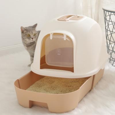 China Sustainable Pet Supplies Cleaning Products Cat Toilet Cat Litter Mat Bin Plastic Cat Litter Boxes Cat Litter Box Enclosure for sale