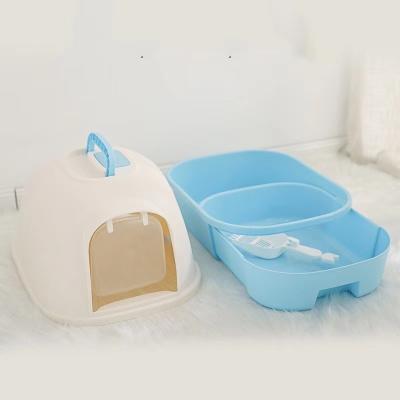 China Cat Litter Box Portable Ttoilet Viable With Top Lid Entry Anti-splash Type Closed Cat Litter Box for sale