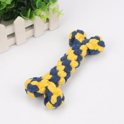 China Viable Colorful Pet Toy Bite Customs Officer Training Bone Train Soft Cotton Rope Chewing Clean Teeth Interactive Dog Chew Toy for sale