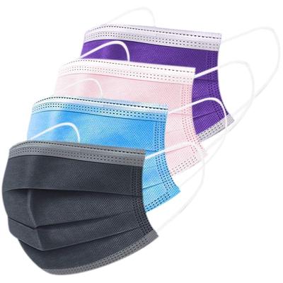 China Custom Colored Soft Elastic Adult Disposable Medical Nonwoven Surgical Masks 3 Layers Safety Earloop Face Mask Half Face Mask OEM China CE for sale