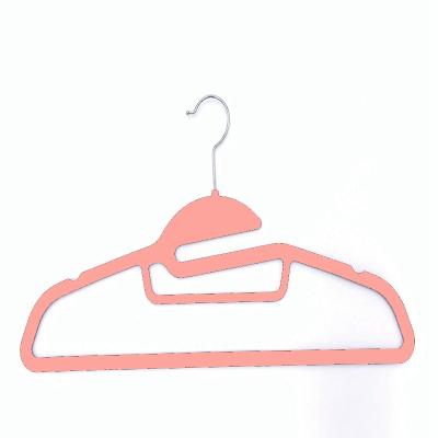 China High Quality Multifunctional ABS Material Velvet Hanger Pink Bathroom Slip Collar Non Flocked Hanger For T-shirt Jacket for sale