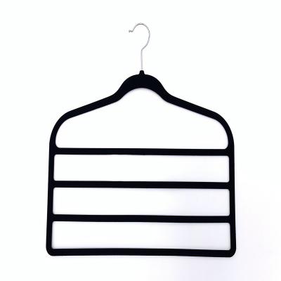 China Multifunctional Bathroom Space Non Slip Hanger Save Velvet Flocked Hangers 4 Layers Hanger Rack Pants For Different Trouser Towels for sale