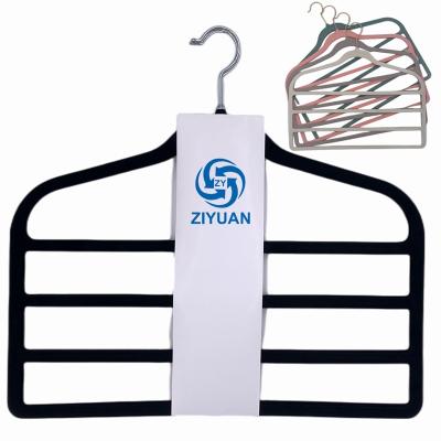 China Wholesale Factory Bathroom Multifunctional Non Slip Black Velvet Suit Hanger Pants Non Slip Hanger Rack 4 Layers For Pants for sale