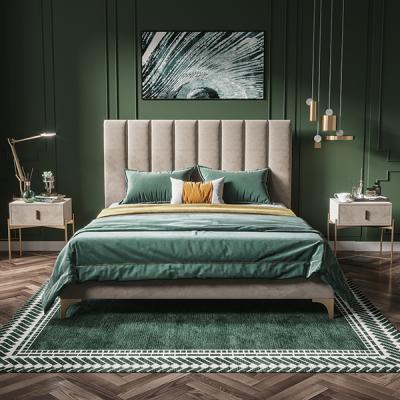 China Knock Down Luxury Mornadi Velvet Bed Sofa Fabric Solid Wood Slats Support Bed Base for sale